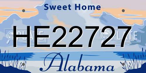 HE22727 Alabama License Plate
