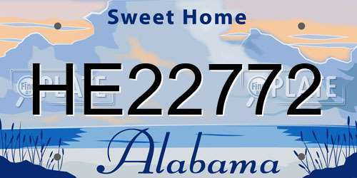 HE22772 Alabama License Plate