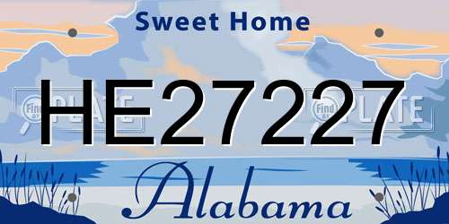 HE27227 Alabama License Plate