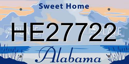 HE27722 Alabama License Plate