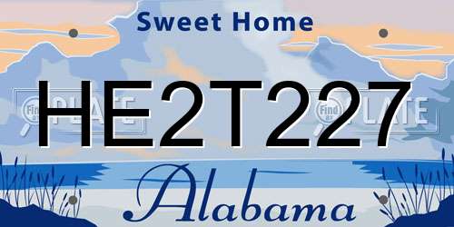HE2T227 Alabama License Plate