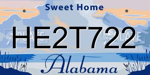 HE2T722 Alabama License Plate