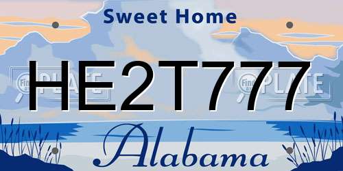 HE2T777 Alabama License Plate
