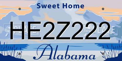 HE2Z222 Alabama License Plate