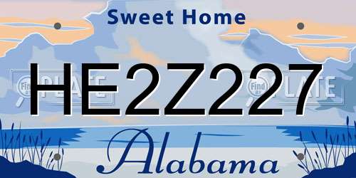 HE2Z227 Alabama License Plate