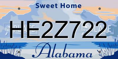 HE2Z722 Alabama License Plate