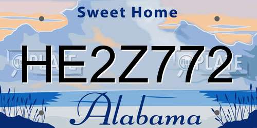 HE2Z772 Alabama License Plate