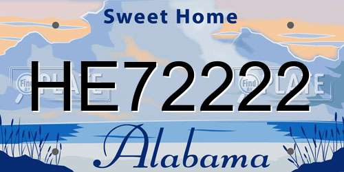 HE72222 Alabama License Plate