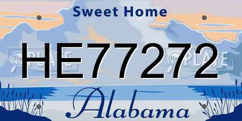 HE77272 Alabama License Plate