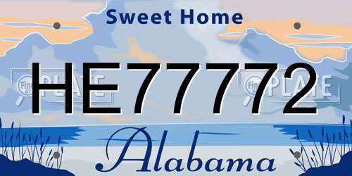 HE77772 Alabama License Plate