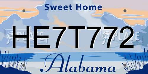 HE7T772 Alabama License Plate