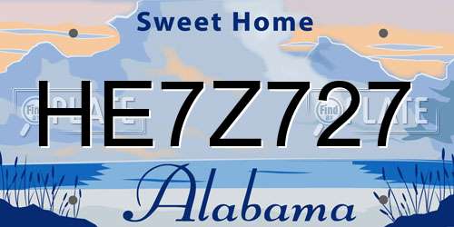 HE7Z727 Alabama License Plate
