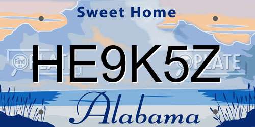 HE9K5Z Alabama License Plate