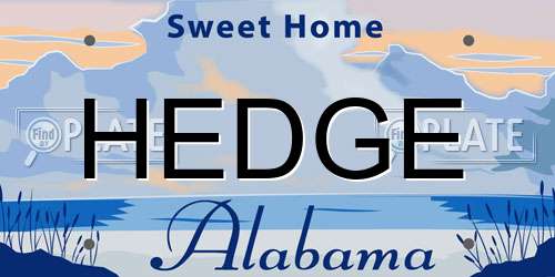 HEDGE Alabama License Plate