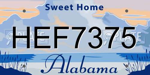 HEF7375 Alabama License Plate