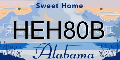 HEH80B Alabama License Plate