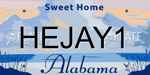 HEJAY1 Alabama License Plate