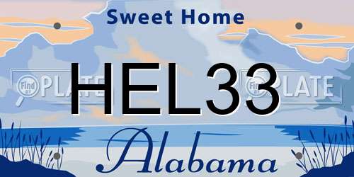 HEL33 Alabama License Plate