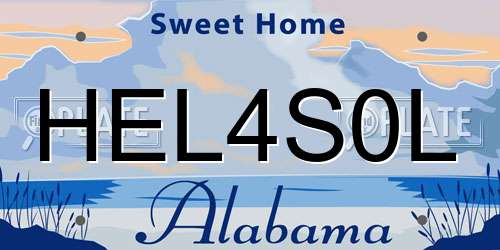 HEL4S0L Alabama License Plate