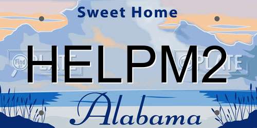 HELPM2 Alabama License Plate