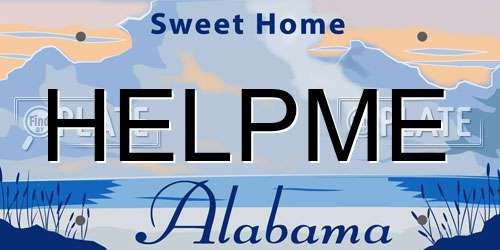 HELPME Alabama License Plate