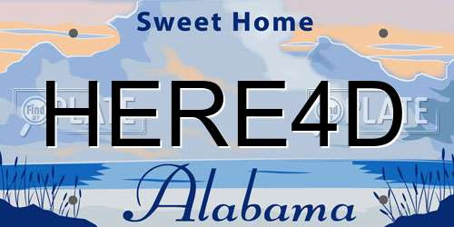 HERE4D Alabama License Plate