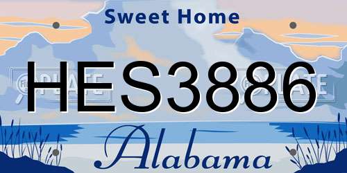 HES3886 Alabama License Plate