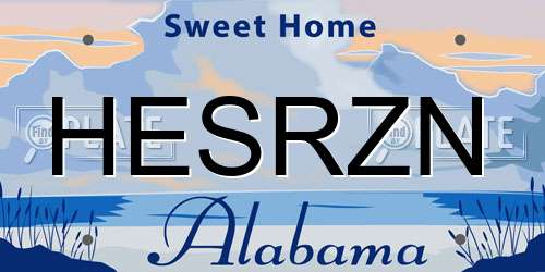 HESRZN Alabama License Plate