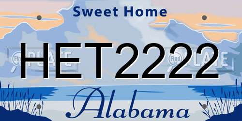 HET2222 Alabama License Plate