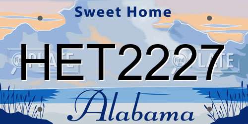 HET2227 Alabama License Plate