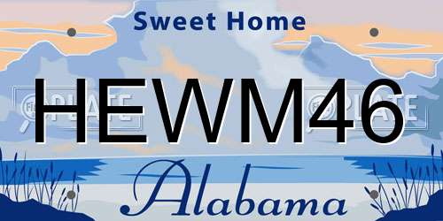 HEWM46 Alabama License Plate