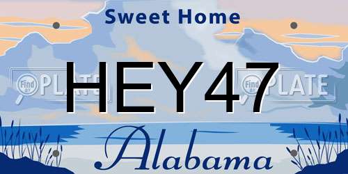HEY47 Alabama License Plate