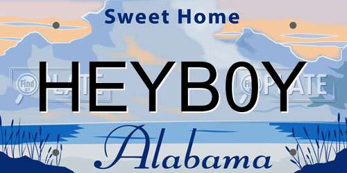 HEYB0Y Alabama License Plate