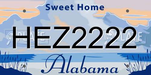 HEZ2222 Alabama License Plate
