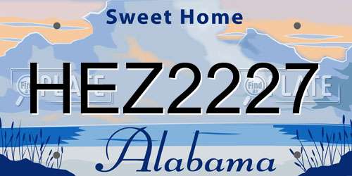 HEZ2227 Alabama License Plate