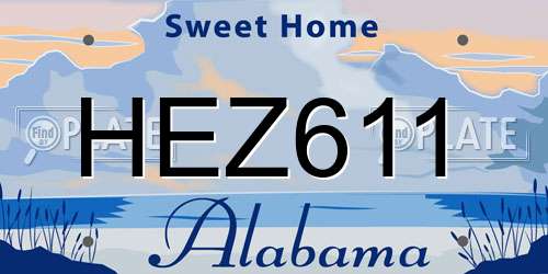 HEZ611 Alabama License Plate