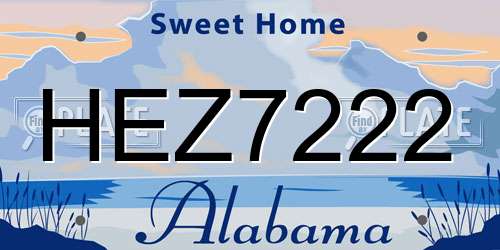 HEZ7222 Alabama License Plate