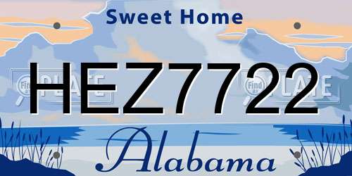 HEZ7722 Alabama License Plate