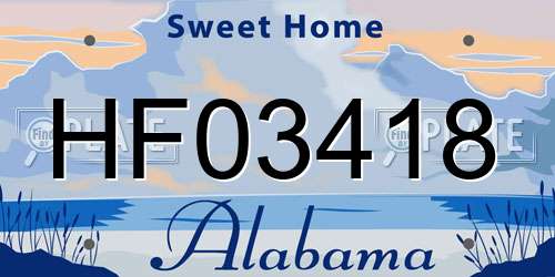 HF03418 Alabama License Plate