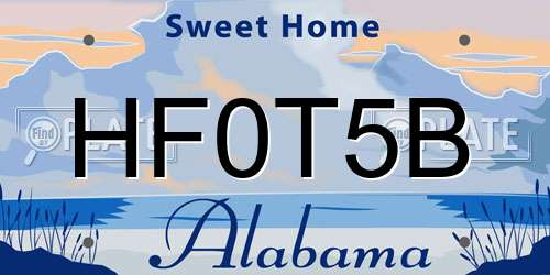 HF0T5B Alabama License Plate