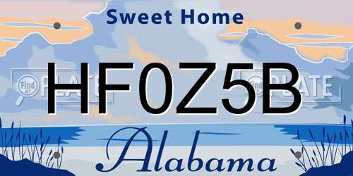 HF0Z5B Alabama License Plate