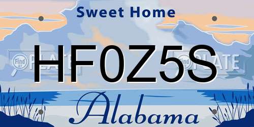 HF0Z5S Alabama License Plate