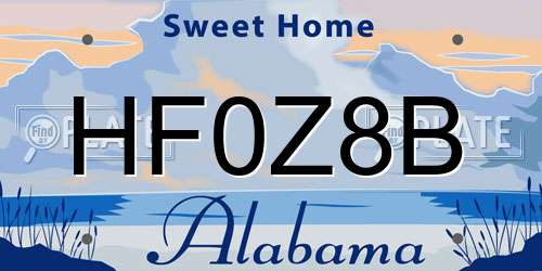 HF0Z8B Alabama License Plate