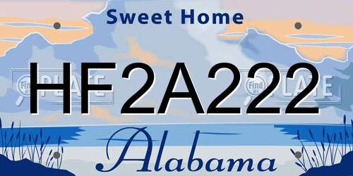 HF2A222 Alabama License Plate