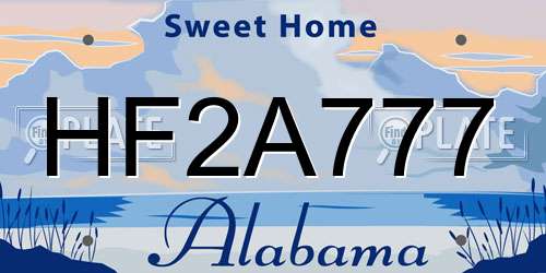 HF2A777 Alabama License Plate