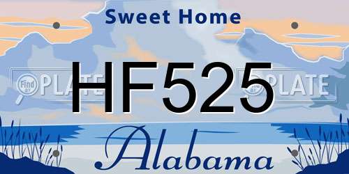 HF525 Alabama License Plate