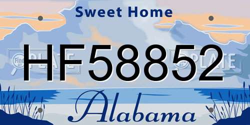 HF58852 Alabama License Plate