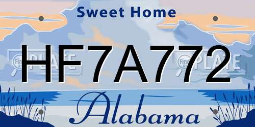 HF7A772 Alabama License Plate
