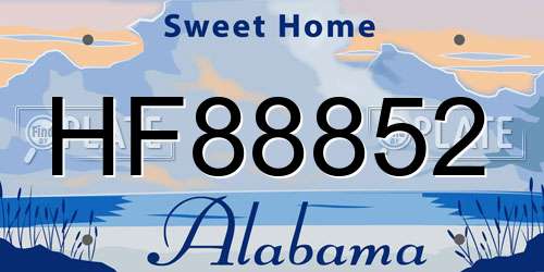 HF88852 Alabama License Plate