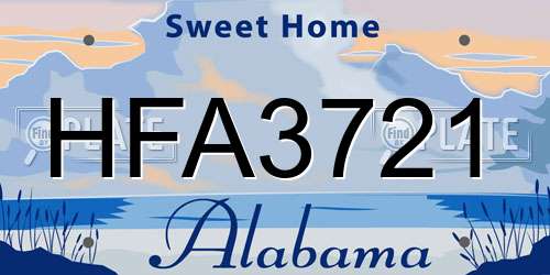 HFA3721 Alabama License Plate